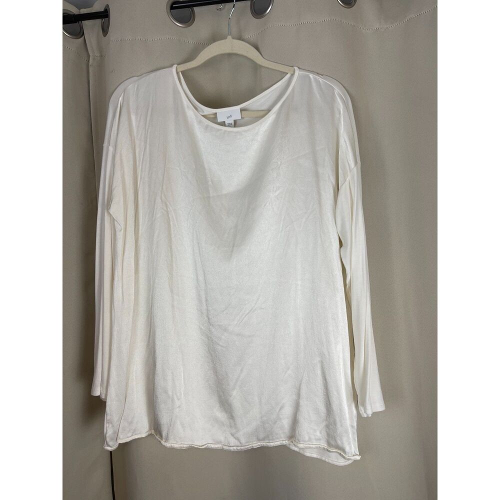 J. Jill Cream Knit Woven Blouse Large soft essentials, neutral layers comfy chic